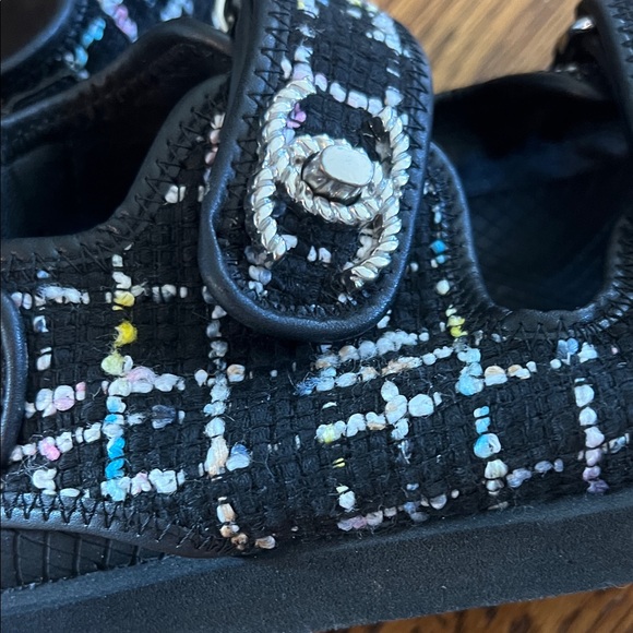 100% authentic CHANEL Black colorful tweed dad sandal size 35 / 6 - Picture 8 of 8